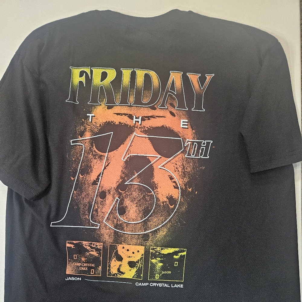 Friday The 13th T-Shirt Mens XL Black Orange Graphic Halloween Horror Spooky Tee